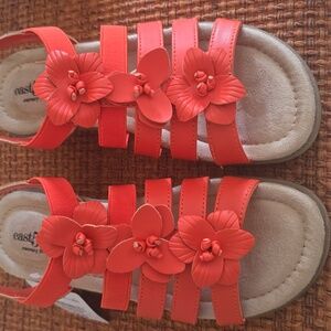 EAST 5TH BRAND WOMENS APRICOT DRESSY SUMMERTIME FLORAL SANDALS SIZE 6.5 MEDIUM